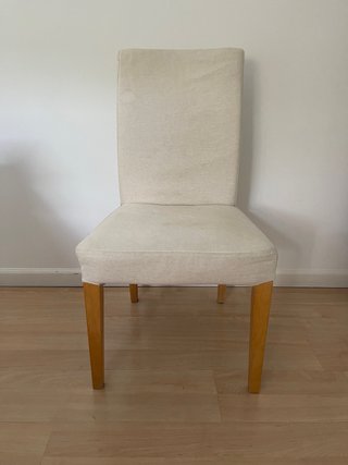 Silla Ikea Beige Tapizada Madera