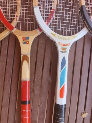 Raquetas tenis madera decoración colección vintage