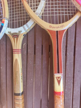 Raquetas tenis madera decoración colección vintage