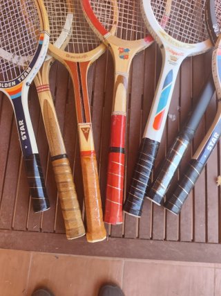 Raquetas tenis madera decoración colección vintage