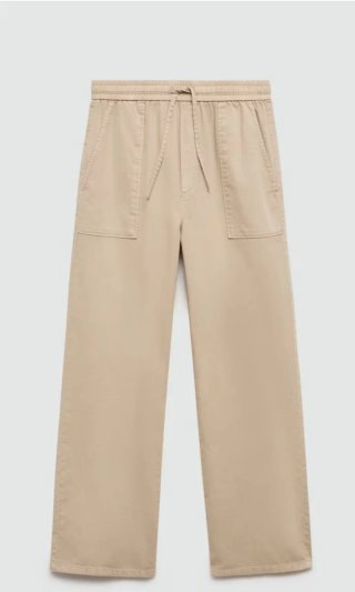 Pantalón Mango Mujer Beige 100% algodón