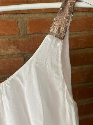 Blusa gasa seda blanca tirantes lentejuelas