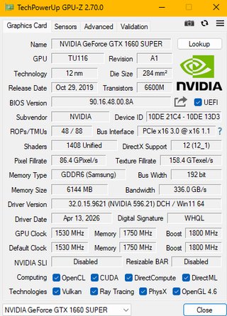 Tarjeta gráfica KFA2 GeForce GTX 1660 SUPER