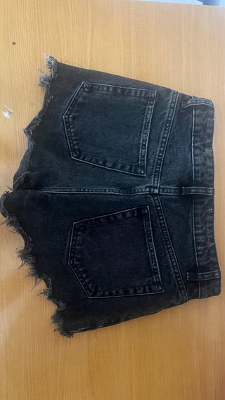 Zara Pantalones Cortos Negros Desgastados