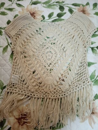 Camiseta ganchillo calada mujer talla única