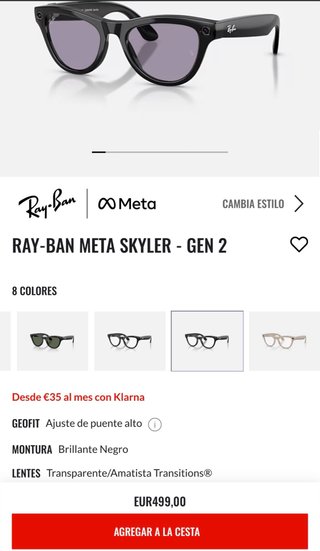 Gafas Ray-Ban Meta skyler gen 2