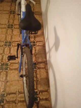 Bicicleta azul y blanca