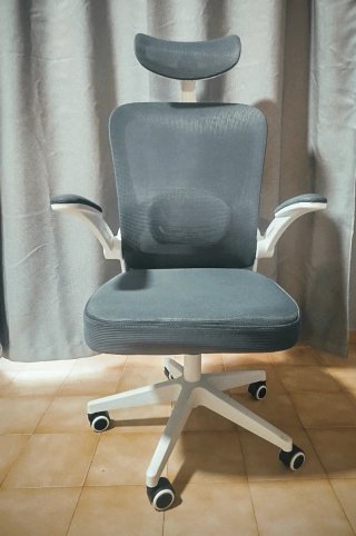 Silla de Oficina Ergonómica Gris y Blanca Mesh