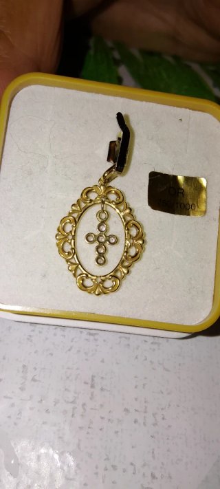 Colgante Oro 18k (750)Cruz con Circonitas piedras