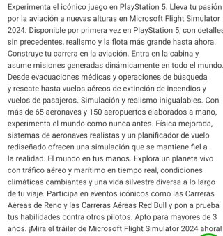 Videojuego de simulación de vuelo PS5 Precintado.