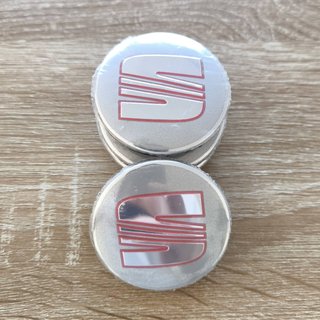 TAPABUJES SEAT 56mm PLATA - EMBLEMA LLANTAS SEAT
