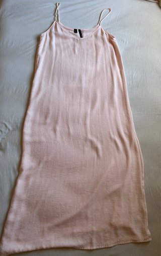 Vestido largo lencero Mango - Talla M Rosa pastel