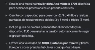 Recubridora Alfa 8706.