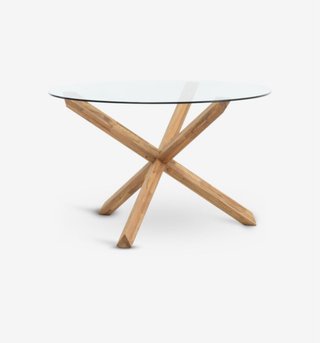 Mesa de comedor cristal/roble Ø119 Jysk