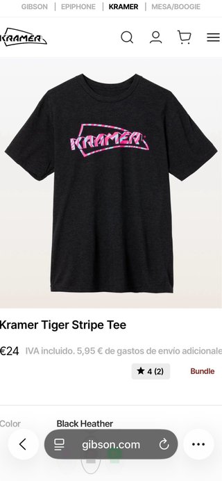 Camiseta negra Kramer guitars