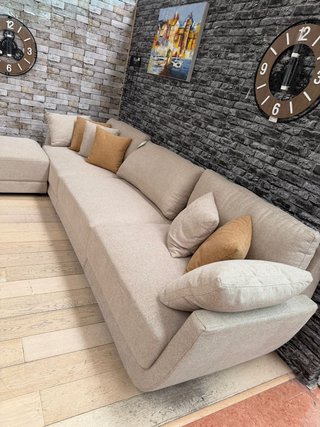 Sofá chaise longue reversible beige