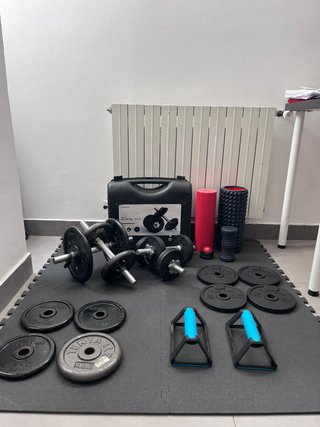 Lote Gimnasio Casa 42kg Mancuernas y Discos