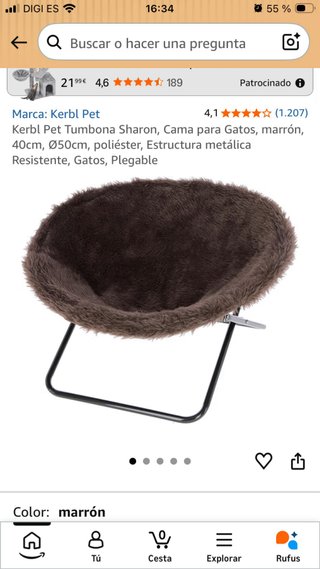 Hamaca tumbona cama para gato