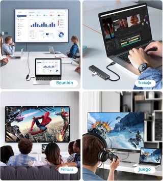 5 en 1 Multipuerto Adaptador Tipo C a HDMI Hub