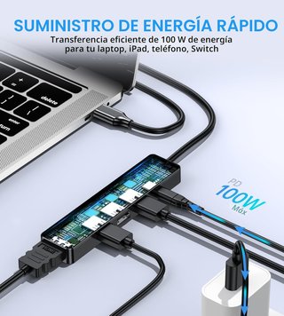 5 en 1 Multipuerto Adaptador Tipo C a HDMI Hub