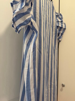 Vestido largo rayas azul y rosa
