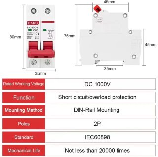 Interruttore di corrente EARU 2P-10A