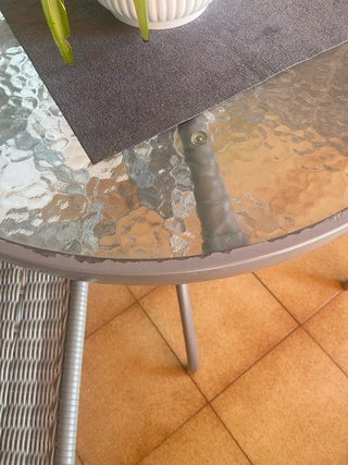 Mesa de terraza de cristal, 60 cm de diámetro,