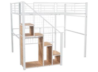 Cama Litera con almacenamiento hierro blanco
