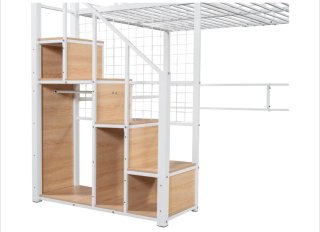 Cama Litera con almacenamiento hierro blanco
