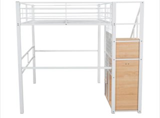 Cama Litera con almacenamiento hierro blanco