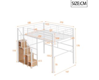 Cama Litera con almacenamiento hierro blanco