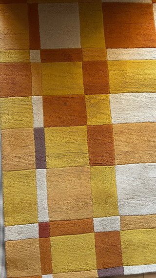 Alfombra amarilla de cuadros (140x200)