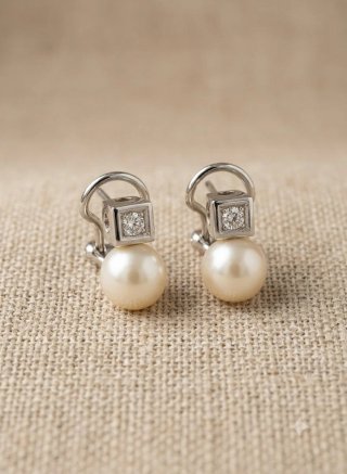 Pendientes Oro Perlas y Brillantes