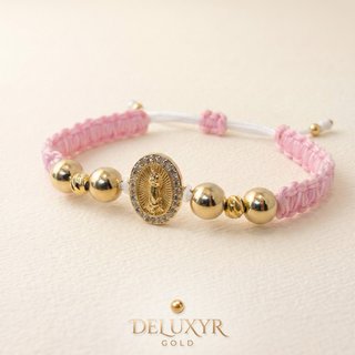 Pulsera Oro Laminado 18K Virgen Guadalupe Zircones