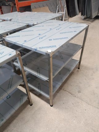 MESA ACERO INOXIDABLE DOBLE ESTANTE MIRA MI PERFIL