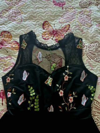 Vestido de noche con el corpiño bordado