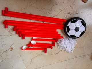 Juego futbol porteria y pelota aire