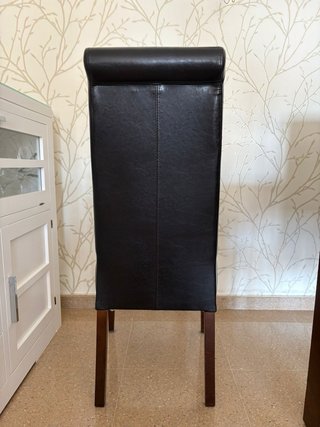Mesa carro chocolate y 6 sillas madera de haya