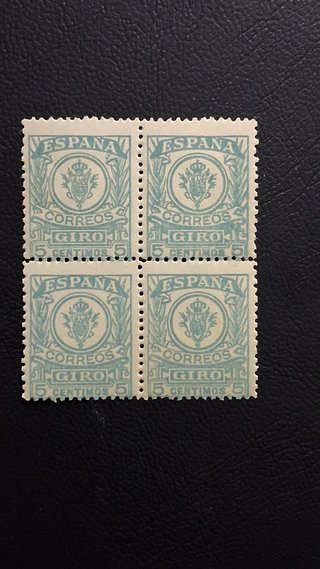 Edifil 1 Giro Postal España. Bloque de 4