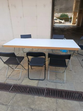 Mesa plegable madera y metal