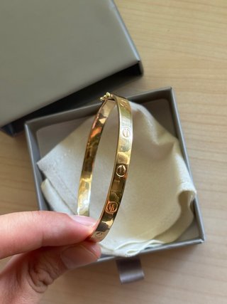 Pulsera brazalete estilo cartier oro 18k