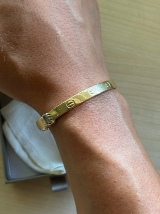 Pulsera brazalete estilo cartier oro 18k