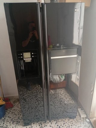 Nevera Americana 2 Puertas Negra Dispensador Agua