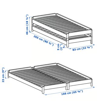 Cama apilable ikea 80x200 cm + 2 colchones