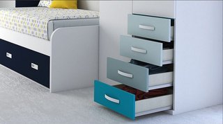 DORMITORIO JUVENIL PUENTE CON CAMA NIDO, armario