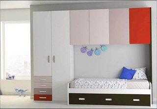 DORMITORIO JUVENIL PUENTE CON CAMA NIDO, armario