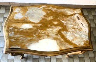 Tavolino, specchio, due poltroncine stile Luigi XV