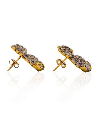 Pendientes oso circonitas blancas oro - ref.16034