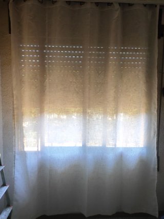 Cortina semitransparentes lino Blanco 245x200