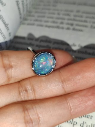 Anillo mujer ópalo ovalado elegante estilo vintage